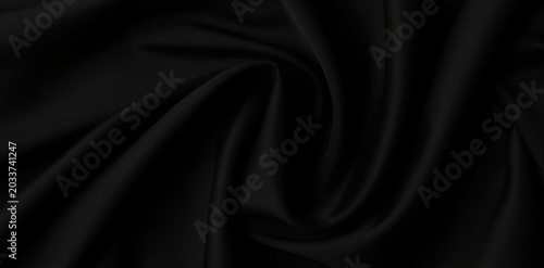Konstfotografi Luxurious black satin fabric draped in elegant folds with background, material