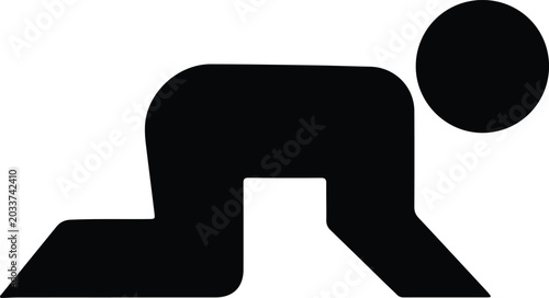 Silhouette vector of a small baby crawling on the floor design