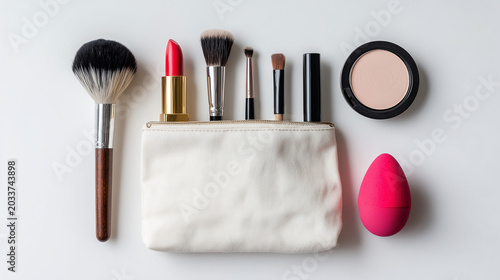 make up brushes and powder