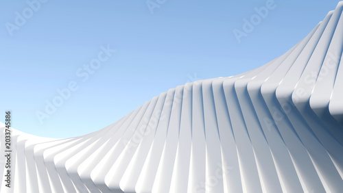 Fotografie Abstract 3D white architectural wave background