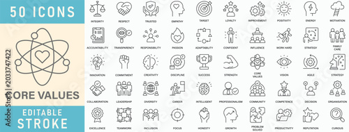 Obraz na płótnie Core Value line icon collection set
