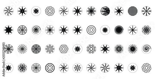Φωτογραφία Forty distinct black and white circular decorative elements with varied patterns