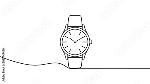 Foto Elegant wristwatch continuous line drawing. punctual timepiece