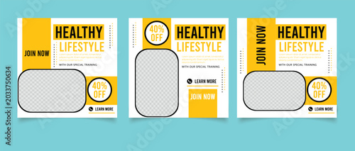 Gym Fitness social media post design template