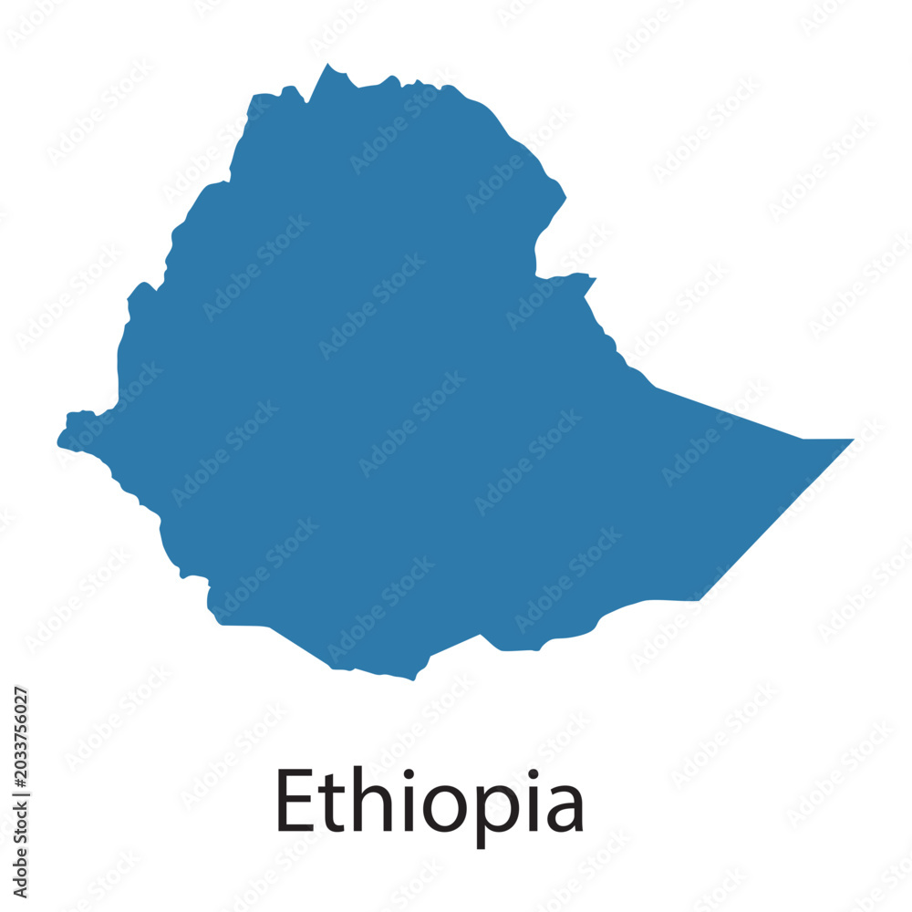 Obraz premium Detailed vector illustration of the map silhouette of Ethiopia on a white background