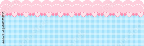 Blue pink cute pastel pattern border with heart 