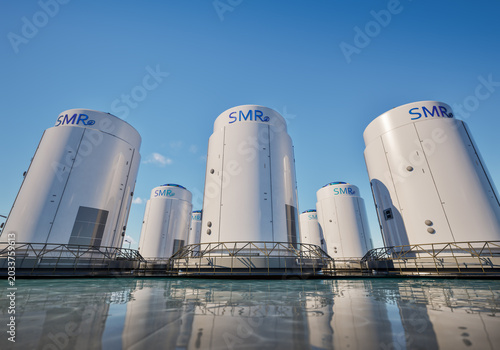 Group of smr or small modular nuclear reactors power plant