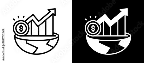 Принти на полотні Business Growth whiteblack icon