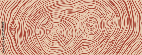 Cuadro en lienzo Abstract wood grain seamless pattern vector brown tree rings texture background