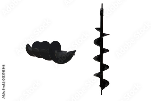 Canvas Print The image shows a steel auger drill bit, a tool for digging holes for planting trees and installing fence posts
