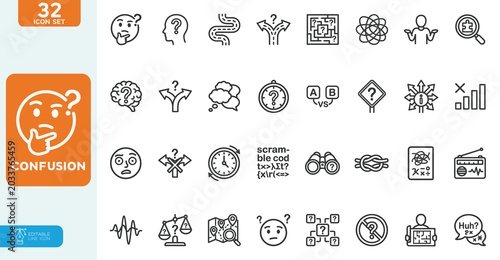 Bild auf Leinwand Confusion Vector Illustration icon set