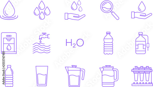фотографія Water sources and containers vector illustration