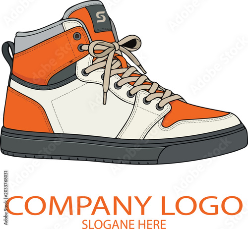 Modern Sneaker Logo Design Template with Stylized Shoe Silhouette