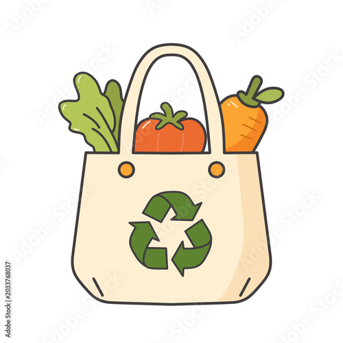 Eco Grocery Bag Cartoon Illustration