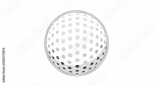 A close-up, grayscale illustration of a dimpled golf ball with a shadow