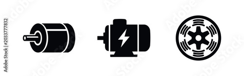 Bild auf Leinwand Motor and Rotor Icons: Electric Motor, Cylinder, Fan