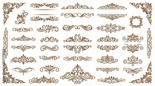 Bild auf Leinwand Collection of ornate decorative design elements.