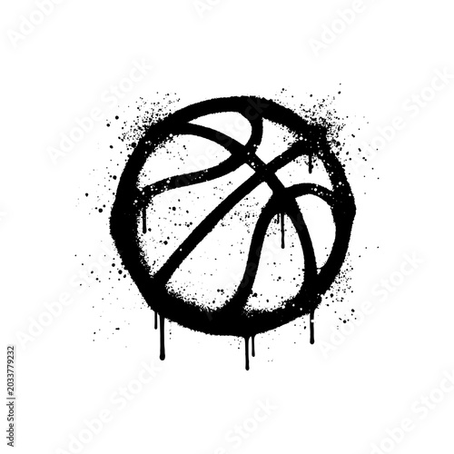 Graffiti Spray Paint Basketball Ball Vector Illustration On White Background