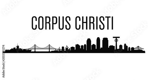 Bild auf Leinwand Corpus Christi skyline silhouette against white background high quality professi