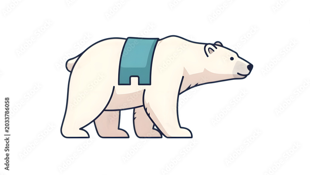Fototapeta premium Polar bear with suspender illustration arctic wildlife graphic