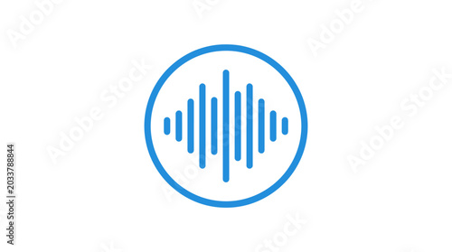 A blue circular icon representing a digital sound wave frequency signal