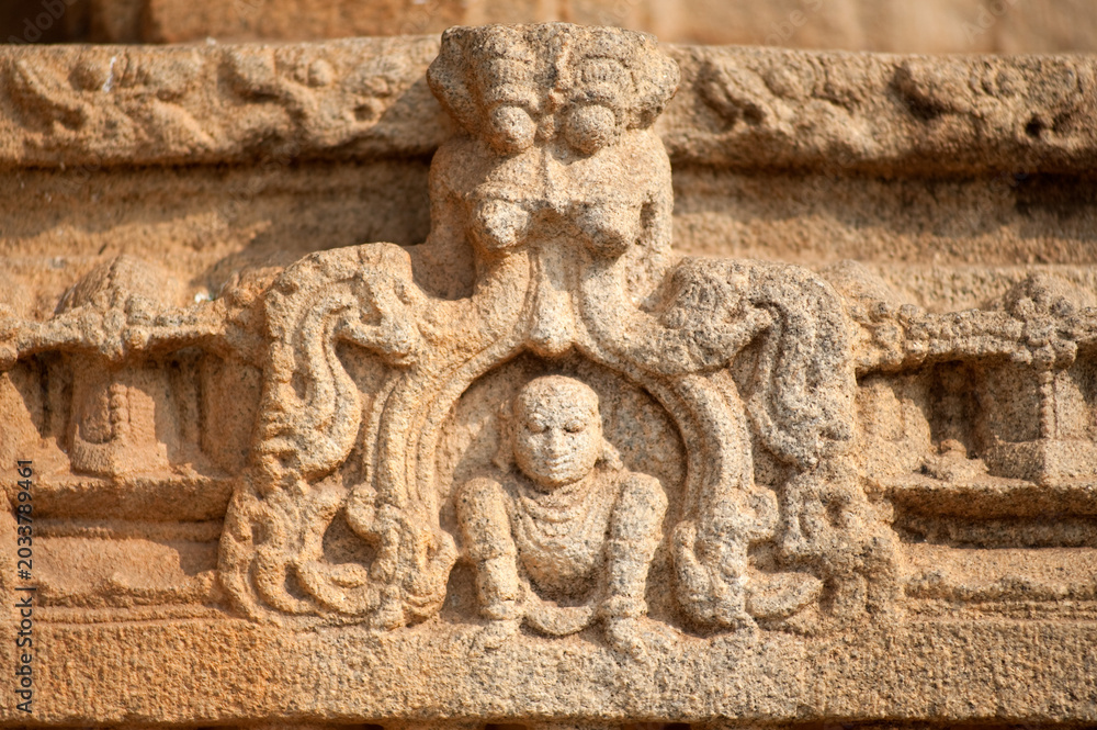 Fototapeta premium bas relief on the stone wall