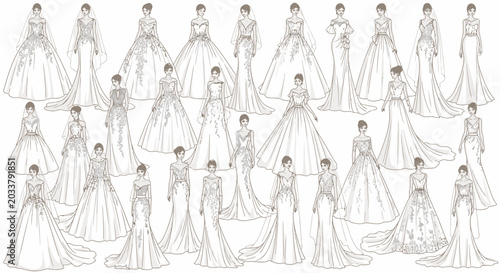 Bild auf Leinwand Collection of Various Wedding Dresses.