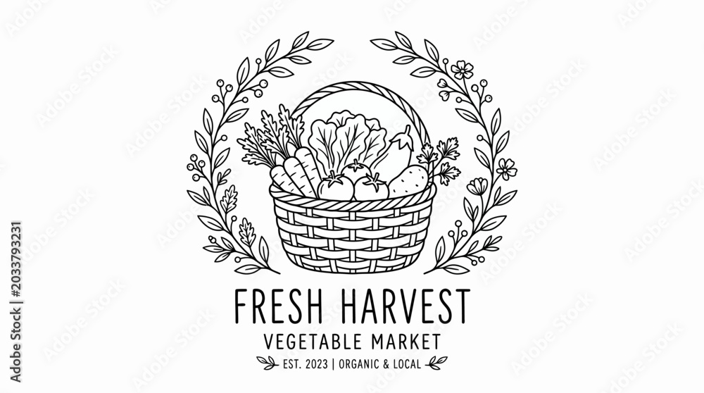 Fototapeta premium Fresh Harvest Vegetable Market Logo.