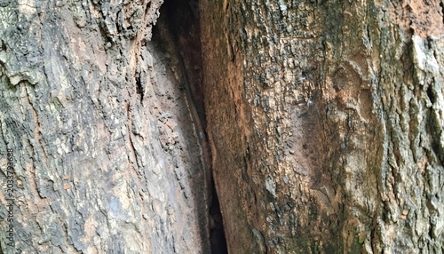 Rough Tree Bark Texture with Natural Crevices and Deep Hollow