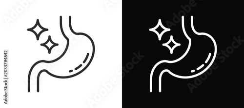 Fotografija Clean Stomach Icon: A stylized, clean outline icon of a stomach, representing health and digestion