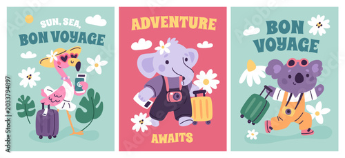 Canvas Print Animals tourists cards
