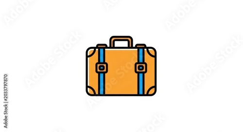 Colorful flat suitcase icon in orange and blue