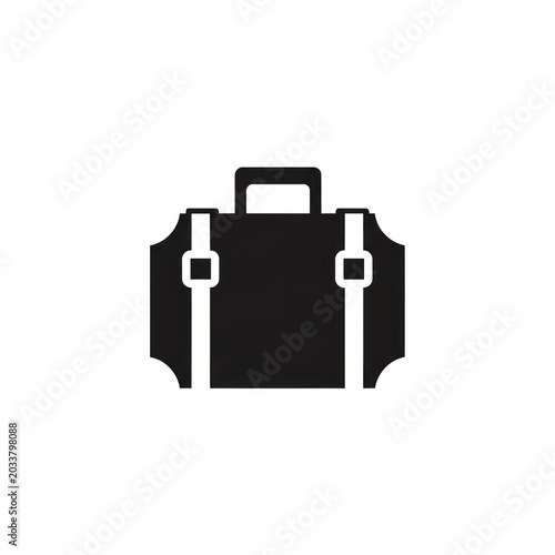 Black silhouette suitcase icon for travel or business