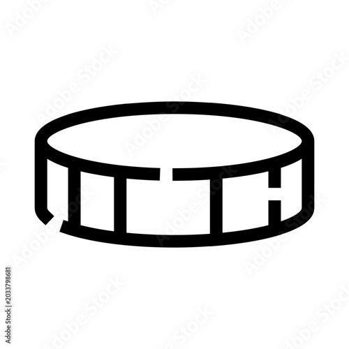 Photography Ice hockey puck line art icon on white background, minimal vector outline repres