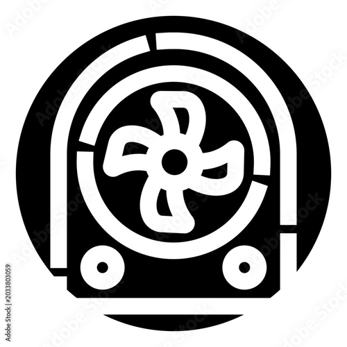 Bilde på lerret Electric cooling fan providing ventilation, circulating cool air, symbolizing co