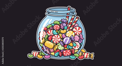 Cuadro en lienzo Colorful Assortment of Candies in a Glass Jar.