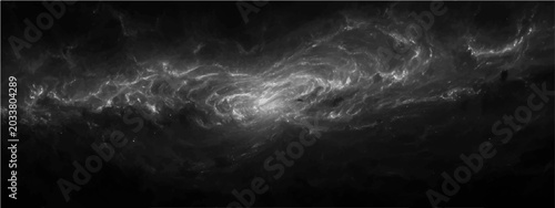 Quadro em tela Abstract swirling luminous ethereal cosmic nebula formation, glowing intensely deep dark void, ethereal light trails stretching across interstellar expanse