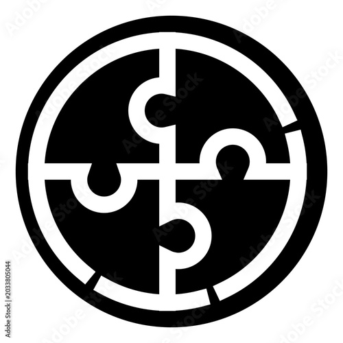Foto Circular puzzle pieces interlocking, symbolizing connection, teamwork, unity, an