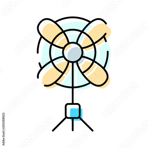 Photos Electric fan line art illustration showing an appliance circulating air for cool