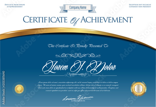 Tableau sur toile Modern certificate template with a blue and gold combination that creates a prof
