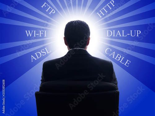 Cuadro en lienzo business man on the top of a laptop