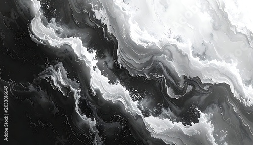 A grayscale abstract image with swirling patterns