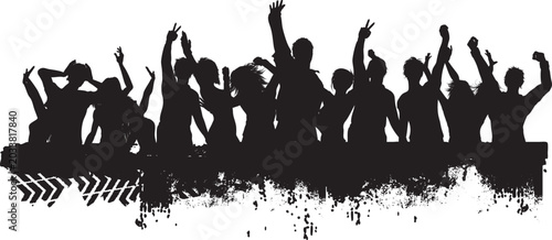 Crowd of Dancing People Silhouette Vector Collection for Music Concert Party Disco Festival Audience Celebration Illustration