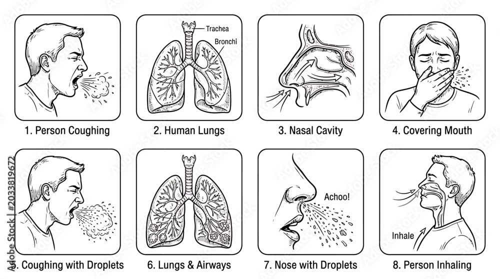 Obraz premium How Coughs and Sneezes Spread Germs allergy flu virus