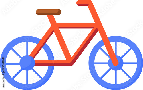 Vibrant Orange and Blue Bicycle Illustration - Simple Geometric Design for Transport and Recreation