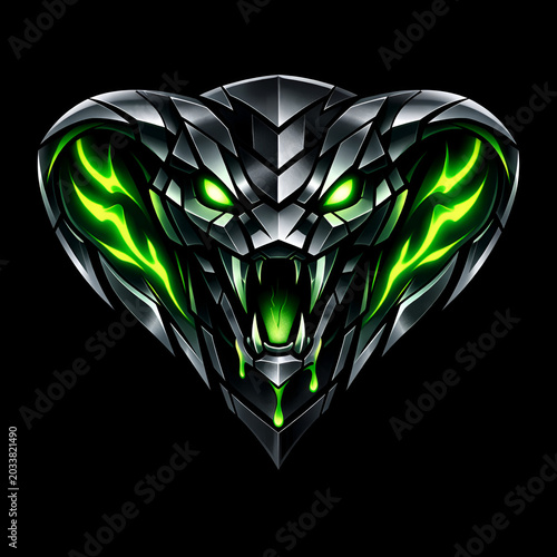 Futuristic Cobra Emblem with Glowing Venom Esports Logo
