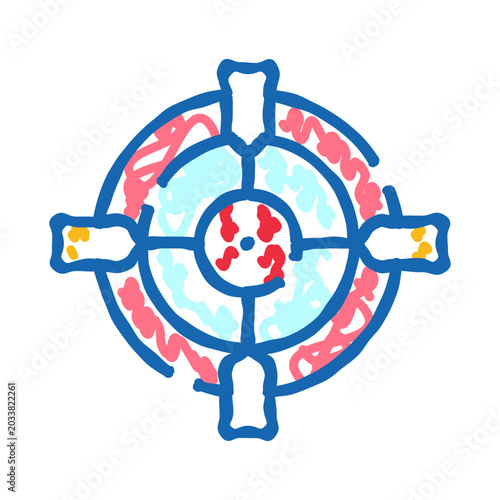 Obraz na plátně Target icon doodle showing crosshairs and red spots inside, representing aims, g