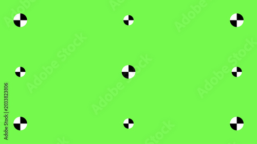 Tablou pe pânză Professional greenscreen setup with tracking points and motion markers for seamless chroma key compositing in cinema and television post-production