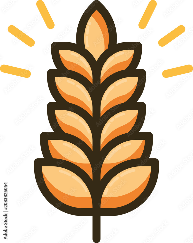 Obraz premium Golden Wheat Stalk Icon Symbolizing Abundance and Healthy Grains in Agriculture
