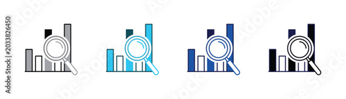 Tableau sur toile Bar chart and magnifying glass graphic with magnifying illustration analysis bus